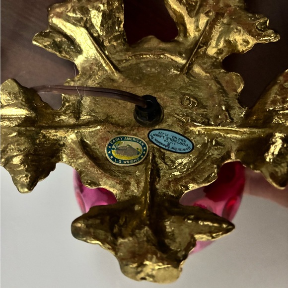 2 Fenton glass cranberry reverse coin thumbprint vintage lamps 3 way switch. - Picture 5 of 6